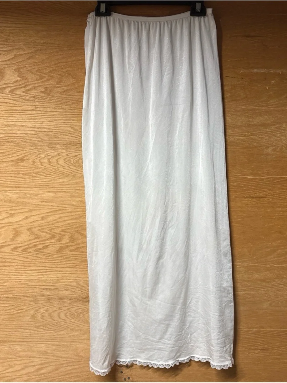 Classic Vintage White Slip Skirt With Lace Trim